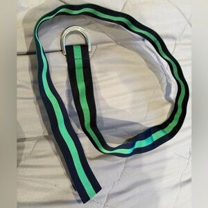 Dark Navy and Green Striped Belt - Polo